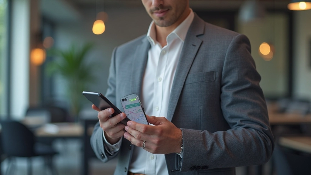 Energiemeter app op smartphone scherm met kleurgecodeerde energiegrafieken