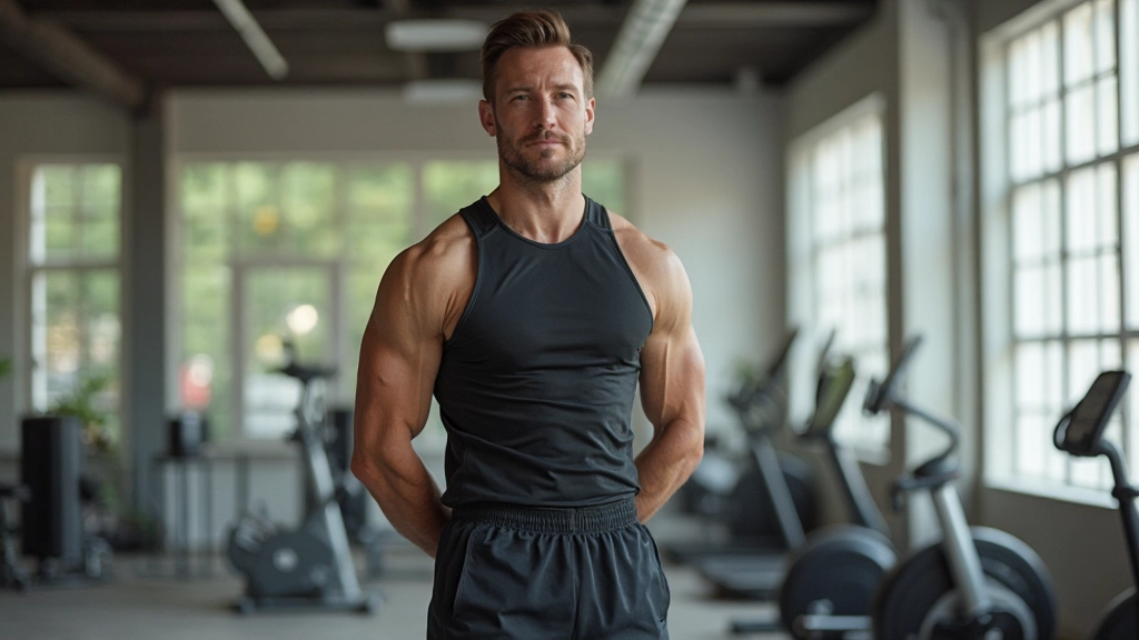 Man die sport doet in een helder trainingsruimte met natuurlijk licht van ramen